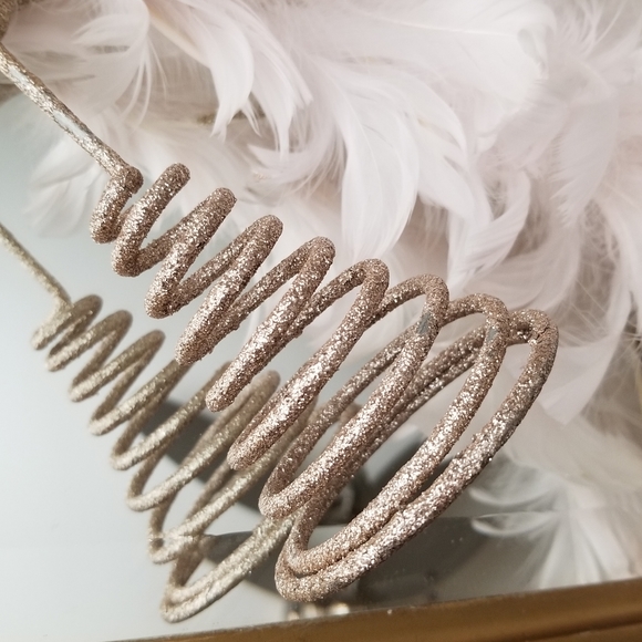 ❗Vintage Art Deco Rose Gold Glitter Peacock Tree Topper with Feather Tail❗ - Picture 10 of 12